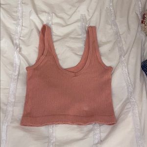 Urban outfitters pink ribbed cropped tank top US S